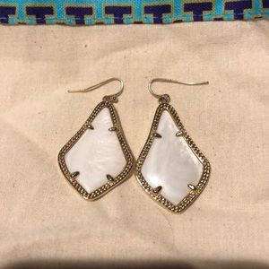 Alex Gold Drop Earrings in White Pearl